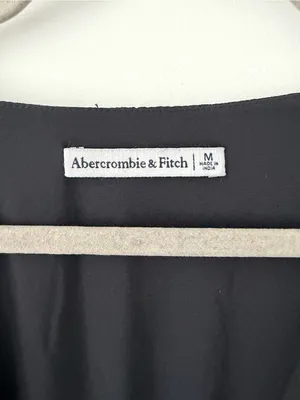 Abercrombie & Fitch Tie Front Textured Puffed Sleeves Maxi Dress Black M thumbnail 5