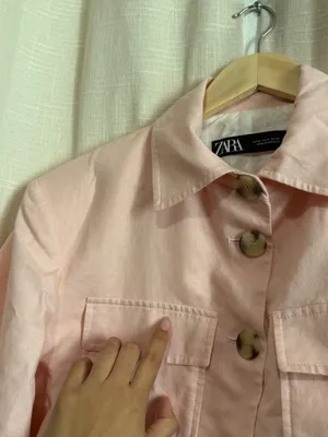 Zara Soft Pink Cropped Linen Cotton Blend Jacket thumbnail 7