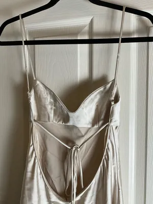 Zara Asymmetric Satin Lace Slip Dress ivory Woman’s Size xsmall thumbnail 7