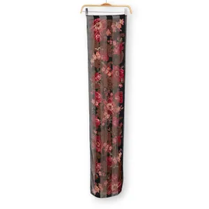 VINTAGE Ralph Lauren Silk Sheer Black w/ Red Floral & Gold Thread 54 X 11" Scarf thumbnail 4