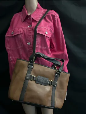 Stone Mountain Two-Tone Brown Tote Shoulder Travel Bag thumbnail 3