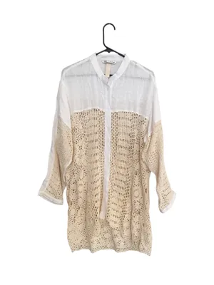Zara Contrasting Crochet Top Size M thumbnail 2