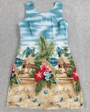 VTG KYs Hawaiian Dress Womens S Tropical Floral Beach Sleeveless Mini Sundress thumbnail 1