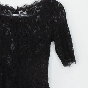 Aritzia Womens Babaton Eyelash Lace Peplum Short Sleeve Top Size‎ XS Black Goth thumbnail 2