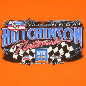 Neon Orange Hutchinson Nationals Sprint Car Racing Graphic T-Shirt thumbnail 5