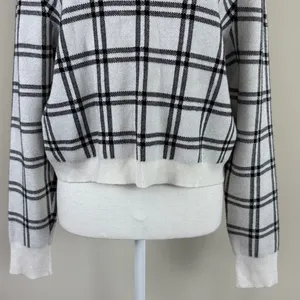 Abercrombie & Fitch Plaid Knit Pullover Turtleneck Sweater‎ Black & White Sz XL thumbnail 4