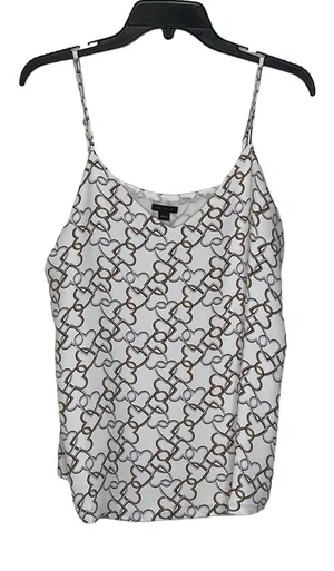 Ann Taylor Tank Top Size Medium White‎ With Pink Brown Interlocked Hearts Lined thumbnail 1