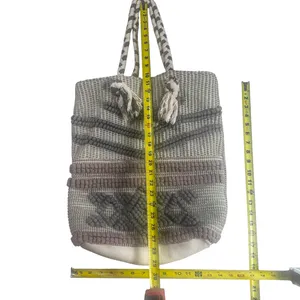 Artisan NY Woven Rope Handle Oversized Gray Boho Beach Tote Bag thumbnail 16