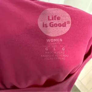 Life Is Good Pink Short Sleeve Classic Fit Graphic T-Shirt thumbnail 3