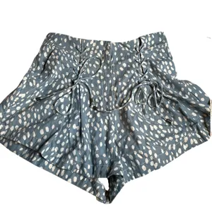 Free People‎ Bennett Blue White Spotted Lace Up High Waisted Cotton Shorts thumbnail 2