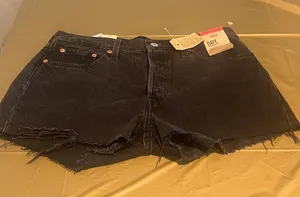 Levi's Black Distressed Cutoff Jean Shorts thumbnail 1