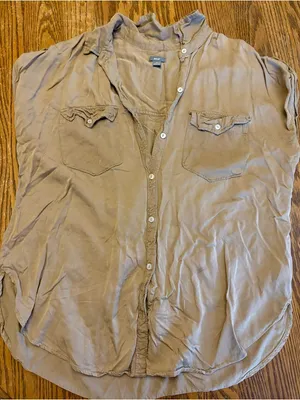 aerie Tan Button-Down Chest Pocket Shirt thumbnail 1