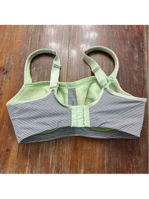 Le Mystere Hi Impact Underwire Convertible Sports Bra Grey Mint Stripe 36DD/E thumbnail 5