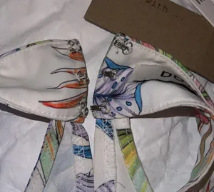 New- Medium off-white floral crêpe high neck halter top thumbnail 14