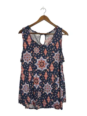 Maurices Navy Blue Medallion Print Drop Waist Sleeveless Tank Top thumbnail 2