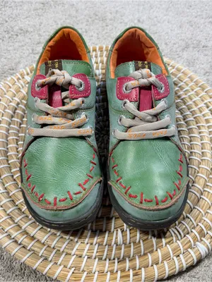 TMA Eyee Women’s Original TMA Time Green Leather Shoes Comfort Lace Up 6 thumbnail 2
