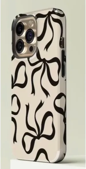 Black Bow Cream Color Mobile iPhone 13 Case White thumbnail 1