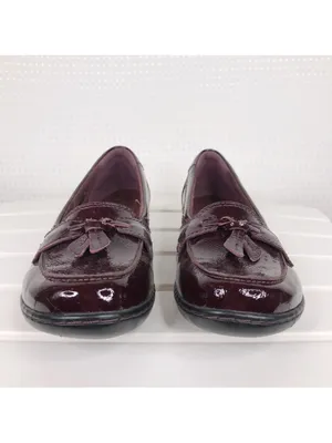 Clarks Collection Ashland Bubble Burgundy Patent Leather Loafers 7.5 thumbnail 4