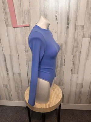 ANWND Seamless Ribbed Open Back Bodysuit Womens M/L Periwinkle Blue thumbnail 3