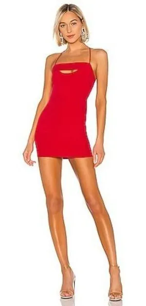 NBD X NAVEN Mini Rose Dress in True Red XS Club Going Out Date night Party #800 thumbnail 1