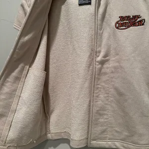 Harley Davidson Vintage‎ Y2K Sleeveless Hoodie Vest Beige Zip Up Womens Medium thumbnail 6