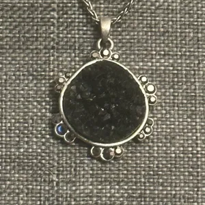 Lucky Brand Black Druzy Stone Pendant Necklace thumbnail 6