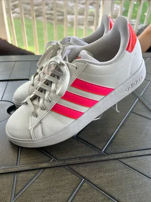 adidas Grand court classic white leather striped lace up sneakers ladies 9.5 M thumbnail 2