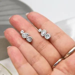 Mixed Shapes Crystal Studs Silver thumbnail 3