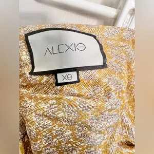 NWOT Alexis Joya Pleated Strapless Metallic Gold Lame Maxi Dress RARE Size XS thumbnail 9