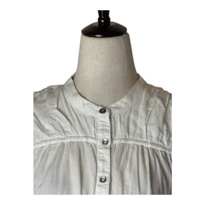 Anthropologie Pilcro‎ Henley Popover Shirt Women XS White Long Sleeve Preppy thumbnail 5