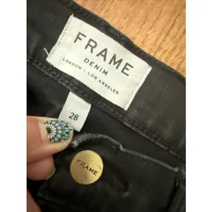 FRAME Le‎ High Straight Film Noir Black Jeans Distressed Hem SZ 28 6 thumbnail 5
