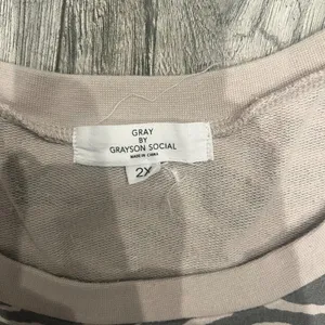 Gray by Grayson‎ Social 2X Womens Grey Striped Crew Neck Sweater thumbnail 4
