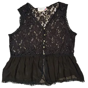 Vintage Jody Lace Peplum Vest Women's XL Sheer Witchy Goth Whimsygoth Fall thumbnail 1