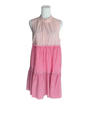 English Factory -Pink Gingham Tiered Babydoll Dress Size M thumbnail 3