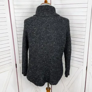 Free People Dylan Tweedy Cowl Neck‎ Wool Blend Sweater Black XS Boho Grunge thumbnail 5