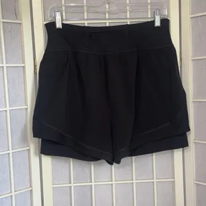 Spanx Black Athletic Running Gym Flowy‎ Short w/ Slimming Bike Shorts Size Large thumbnail 2