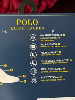 Polo by Ralph Lauren Cushioned White one size performance Athletic Socks unisex thumbnail 4