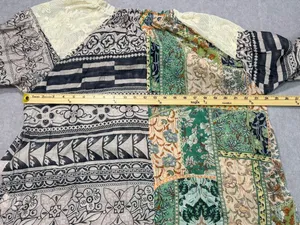 Easel Patchwork Blouse Size 1X Multicolor Boho Long Sleeve Lace Trim thumbnail 3