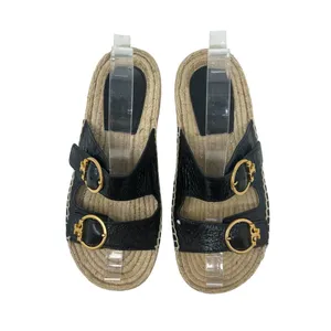 Tory Burch Selby Patent Leather Espadrille Slide Sandals Black Size US 6.5‎ thumbnail 2