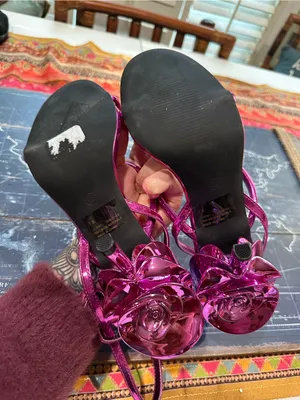 Cape Robbin Magenta Metallic 3D Floral Stiletto Sandals – Size 7.5 thumbnail 10