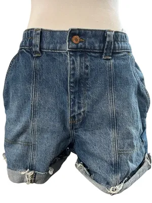 Wrangler High Rise Denim Carpenter Shorts Distressed Cuffed thumbnail 2