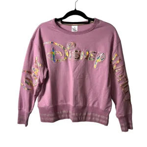 Disney World 50th Anniversary Sweatshirt Mauve Iridescent‎ Logo Womens Medium thumbnail 1