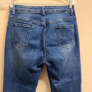 MOTHER Crop Jeans Shoot To Thrill Blue Denim Size 27- Stretch *ALTERED thumbnail 4