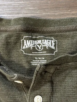 American Eagle Outfitters Olive Thermal Henley Pullover thumbnail 4