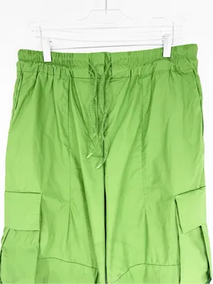Farm Rio Cotton Straight Crop Cargo Pants Women's M Green Utility Chic thumbnail 4