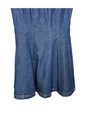 Avec Les Filles 𖦹 Sleeveless A-Line Skater Mini Dress 𖦹 Royal Rinse Denim 𖦹 0 thumbnail 10