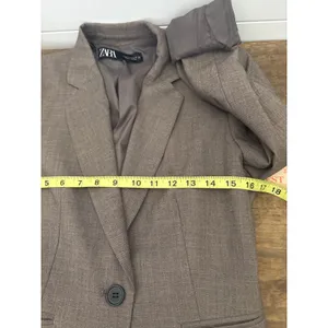 Zara Womens Taupe Brown Single Button Tailored Blazer Jacket Size 4 Pockets thumbnail 4
