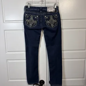 Miss Me Skinny Jeans Womens 27 Dark Wash Embellished Rhinestone Cross Pockets thumbnail 9
