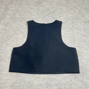 Black Halo Womens Sleeveless Crop Top Black Sz 8 Round Neck Zip Back Blouse‎ GUC thumbnail 2