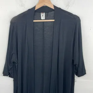 Maternity Black Long Open Front Cardigan 1/2 sleeves lightweight Large thumbnail 3